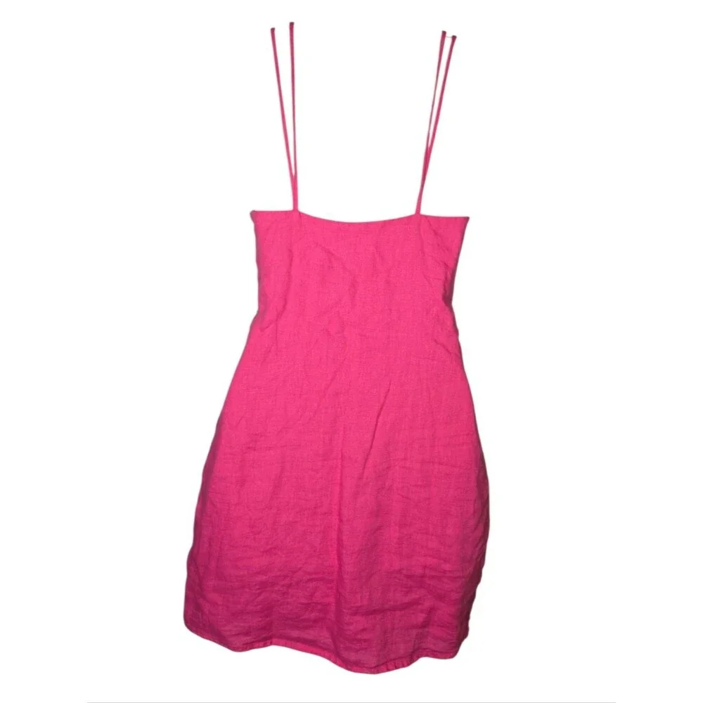 Mng Mango Hot Pink Linen Mini Dress Sundress Size 2